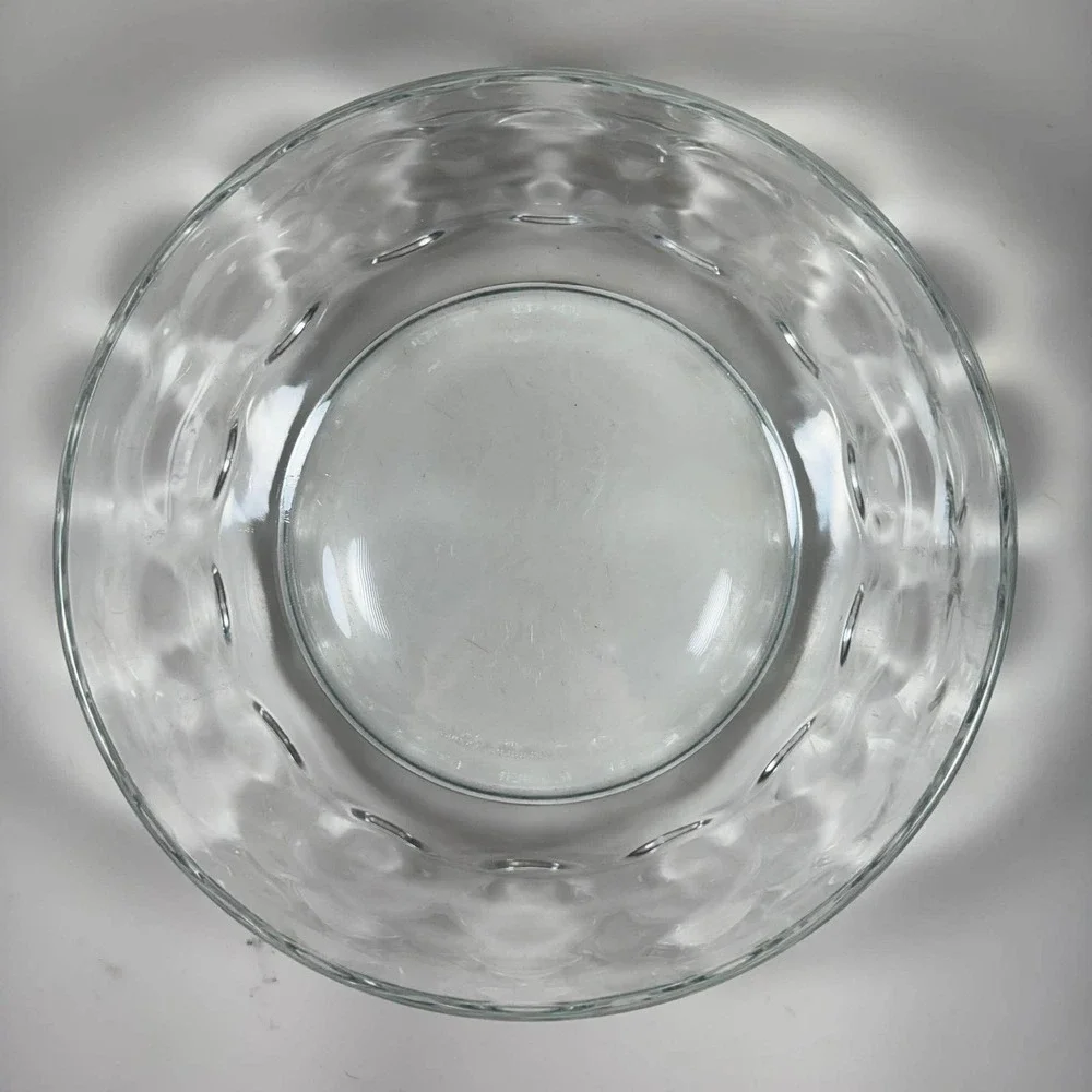 Arcoroc Serving‎ Bowl Clear Glass Thumbprint Pattern France Vintage